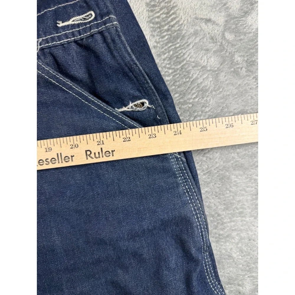 Vintage Roebucks Denim Bib Overalls Men's 46x29 Dark Wash USA Workwear
